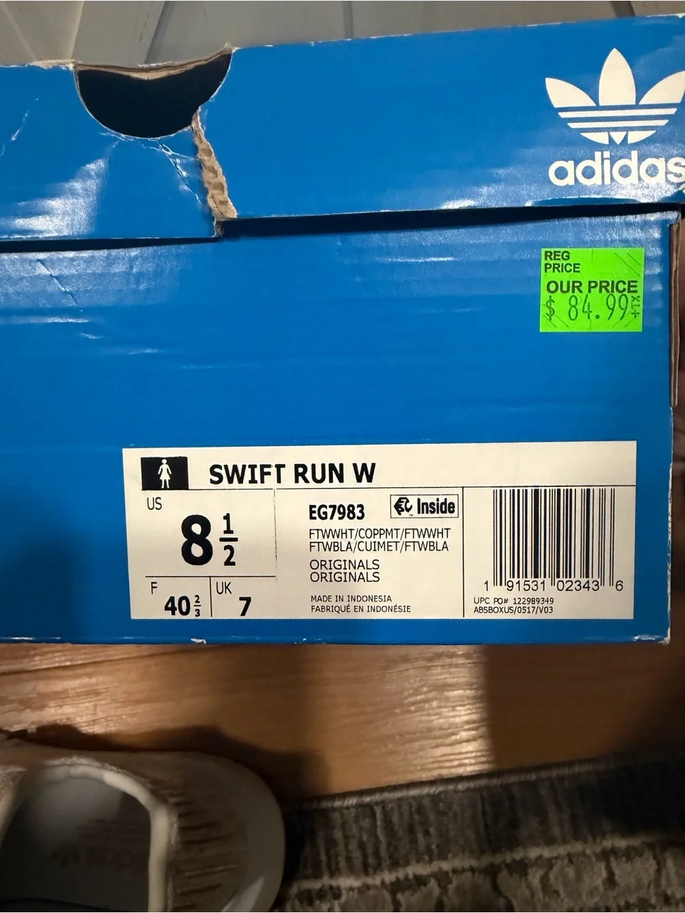 Adidas Swift Run 'White Copper Metallic' Womens 8.5 - Picture 9 of 11